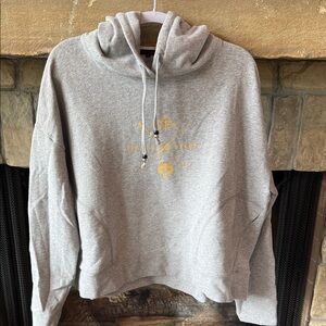 Spanish Peaks ski club Greyson Heather Gray Hoodie with Gold SP Wolf Details. L